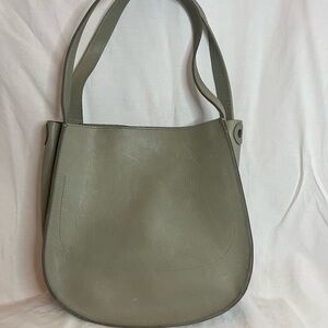 Madewell - grey leather purse - mild wear and tear